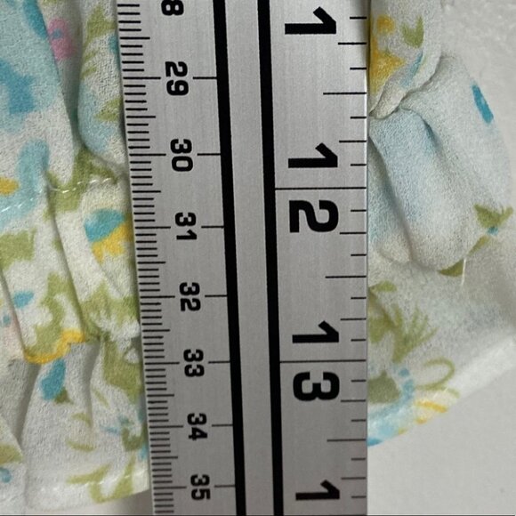 With Jean Floral Ruffle Crop Top Size XS‎ Avena Blue White Yellow Cotton Boho - Picture 11 of 12